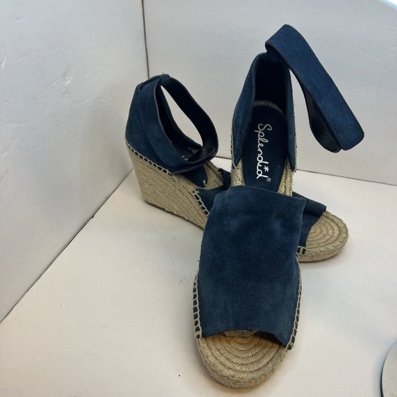 Splendid Jessica Ankewrap Suede Espadrille Wedge Sandals Taupe 7 - Picture 3 of 4